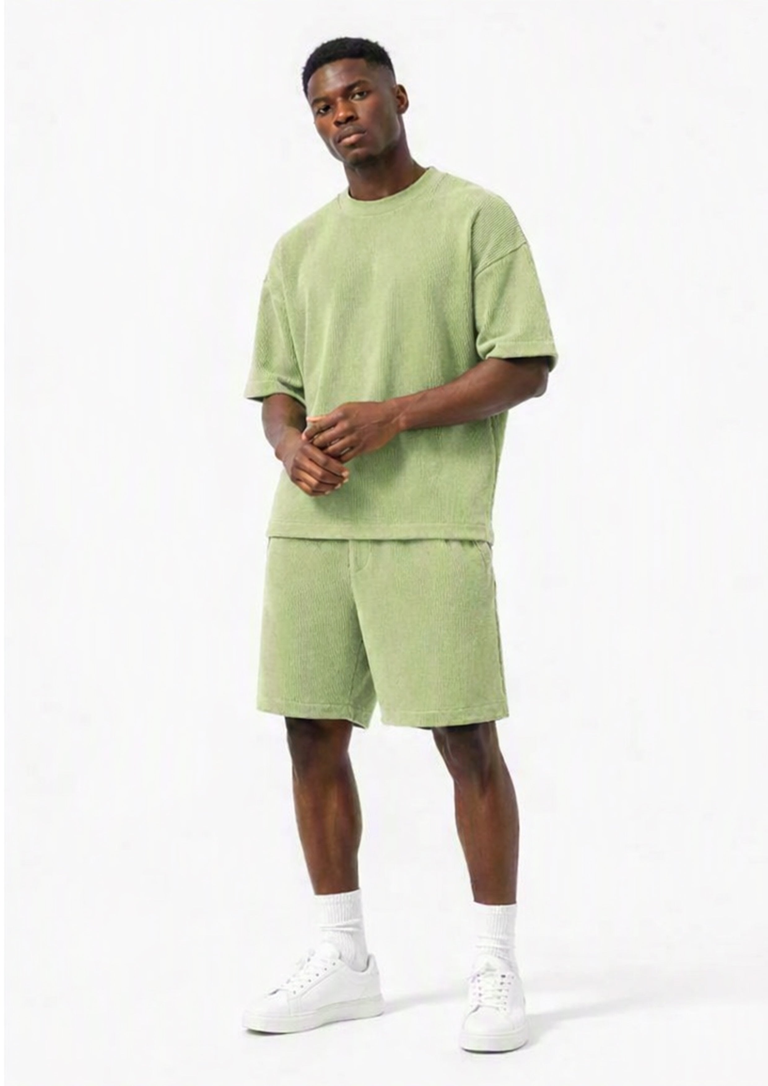 Ensdemble oversized texturé vert olive