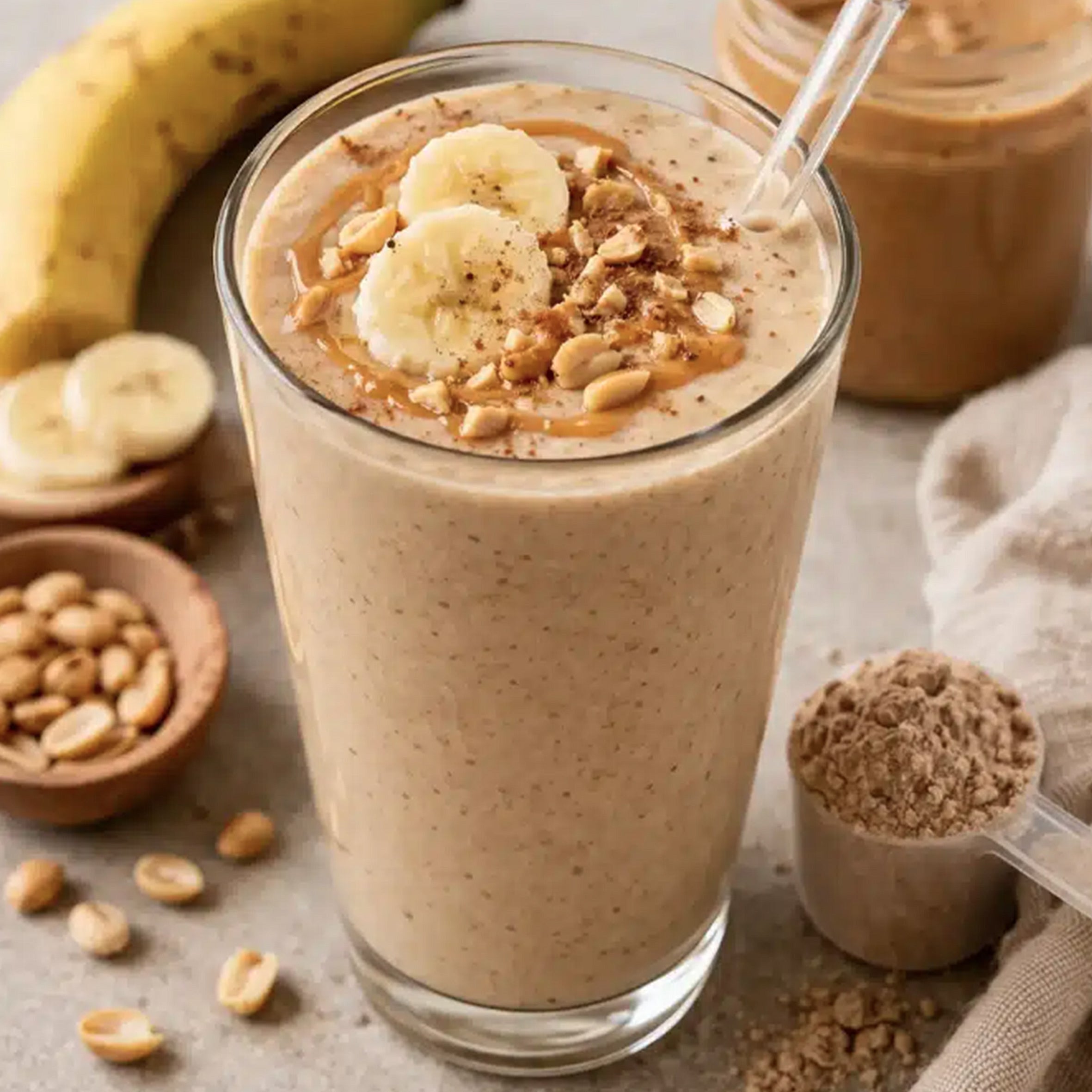 Smoothie protéiné banane-cacahuète (sans whey) / a faire chez soi